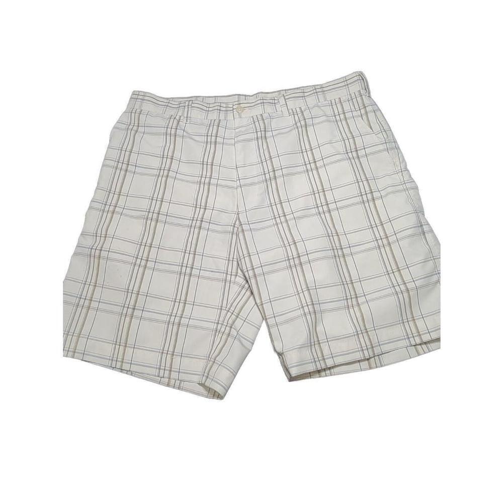 PGA Tour Flat Front Beige Plaid Dress Short Size 36 /10” Inseam